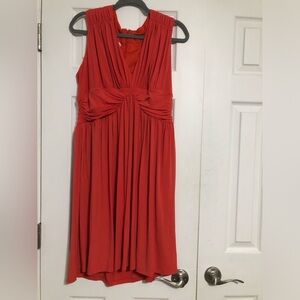 Boston proper fit flare ruched burnt orange dress women’s size‎ 16 wedding guest